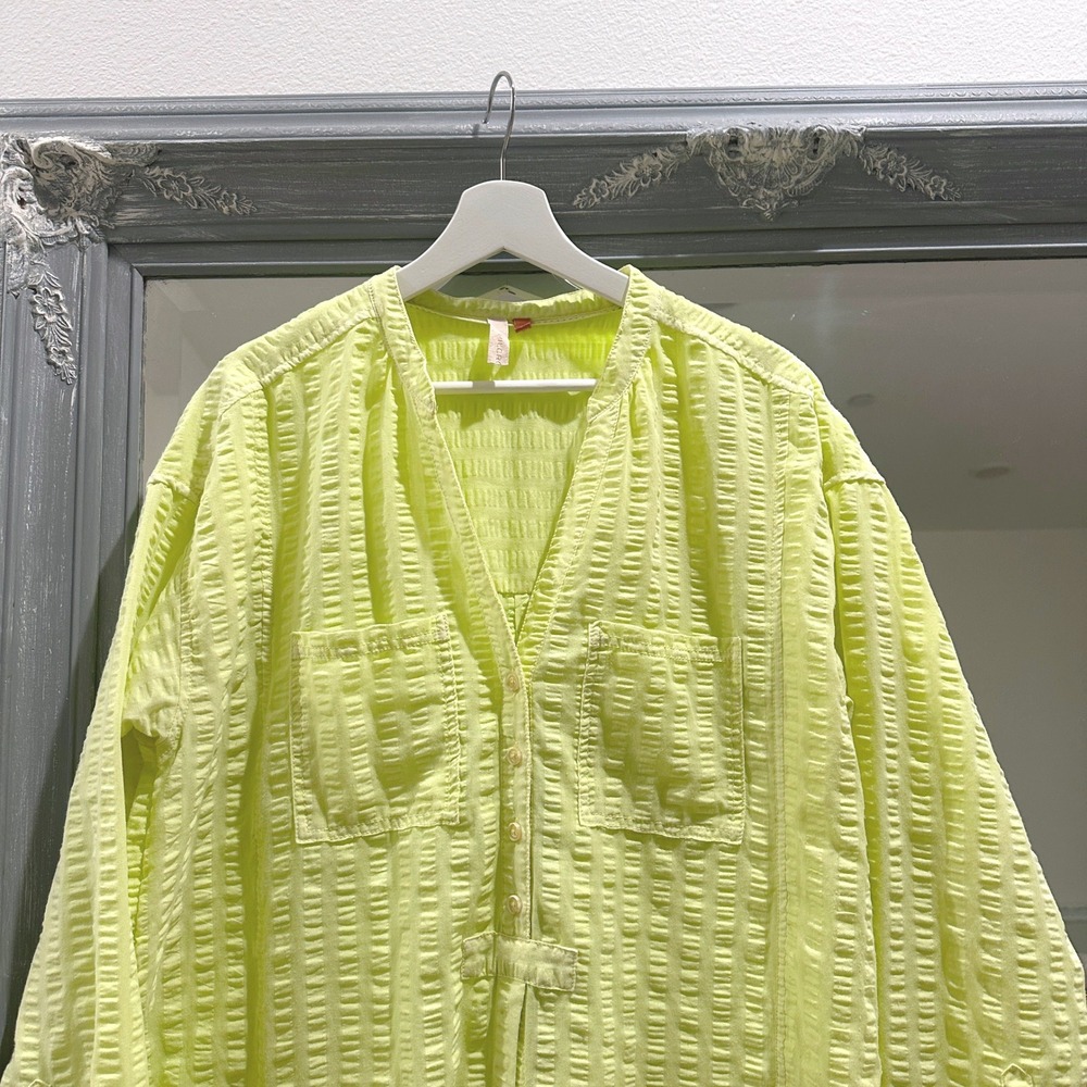Anthropologie Pilcro Textured Seersucker Tunic Buttondown Oversized Boho M - Picture 5 of 8